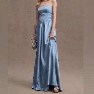 BHLDN Elsie strapless dress in dusty blue